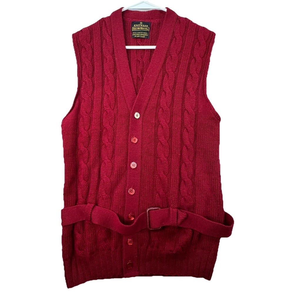 Vintage 90's Virgin Wool Button Up Sweater Vest Mens Medium Golf Academia Preppy